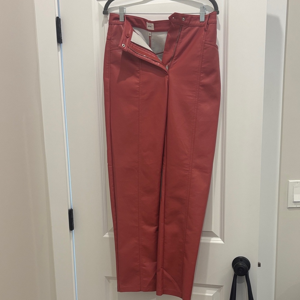 Women's Aritzia pink leather pants
